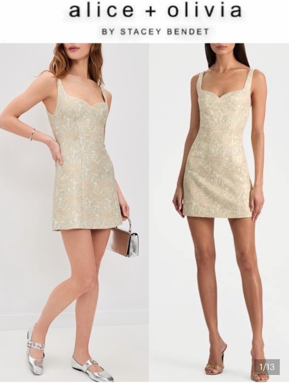Alice + Olivia Eve Metallic Brocade Dress Size 8